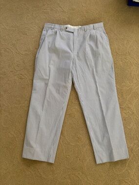 Nautica Men’s Light Blue & White Striped Seersucker Dress Pants